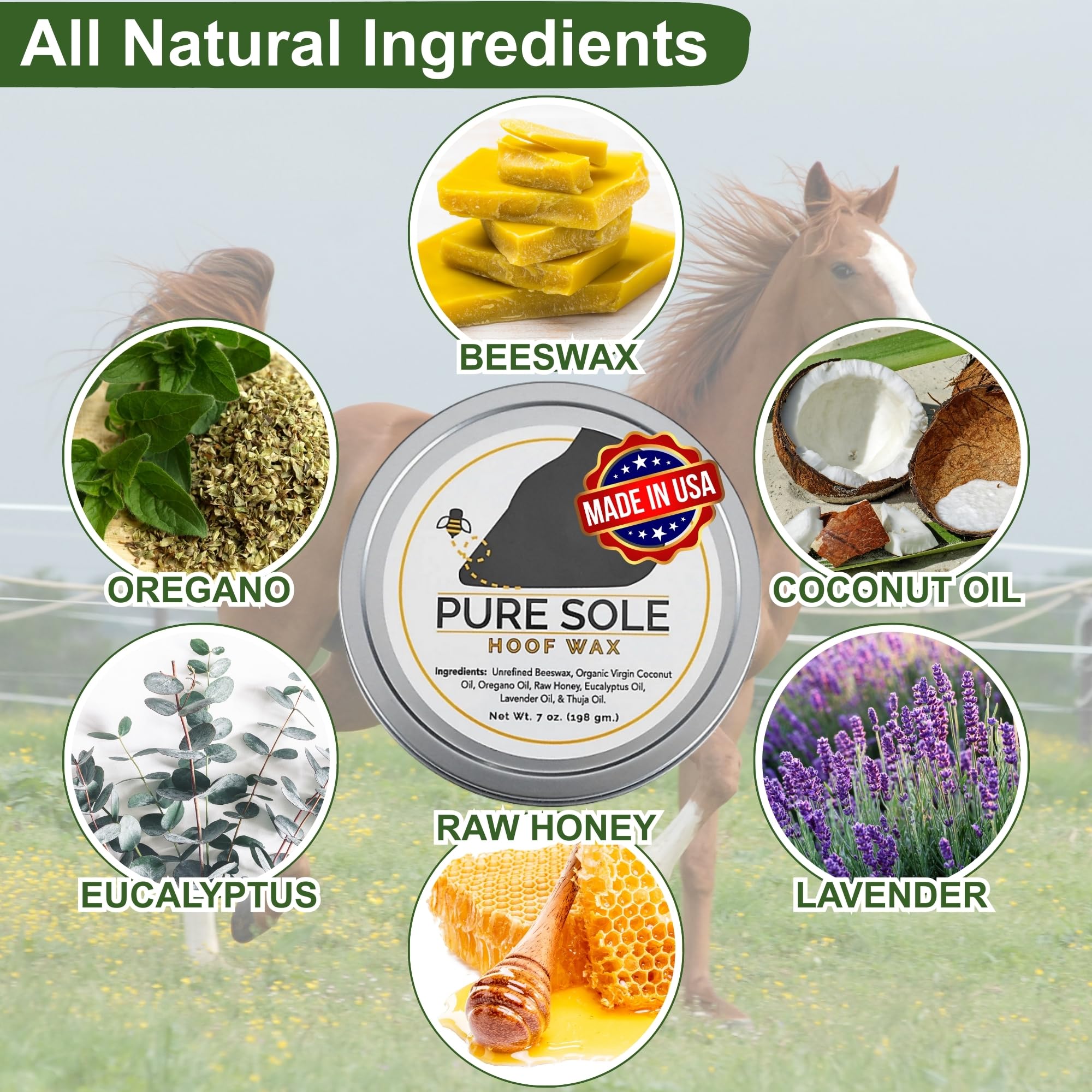 Pure Sole Hoof Wax | Hoof Crack Filler - Hoof Putty Wax That Helps Heal and Protect Your Horses Hooves - Perfect for Horse Hoof